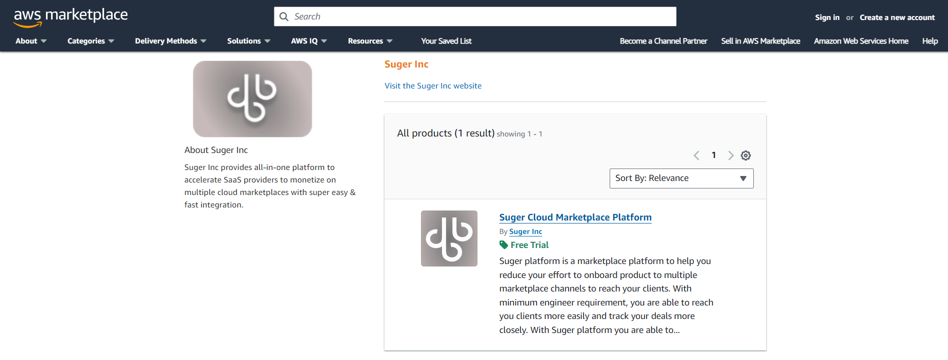 Seller public profile page on AWS Marketplace