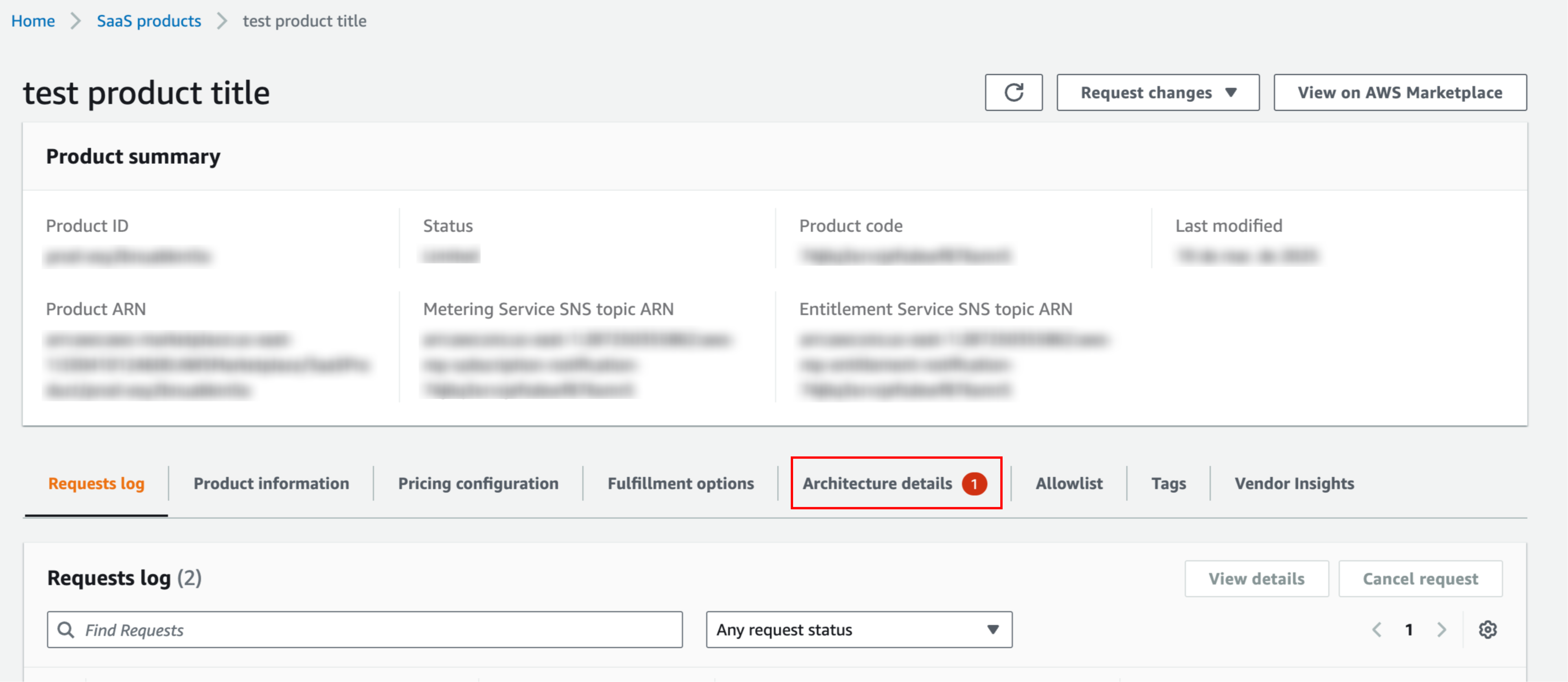 Architecture Details tab in AMMP
