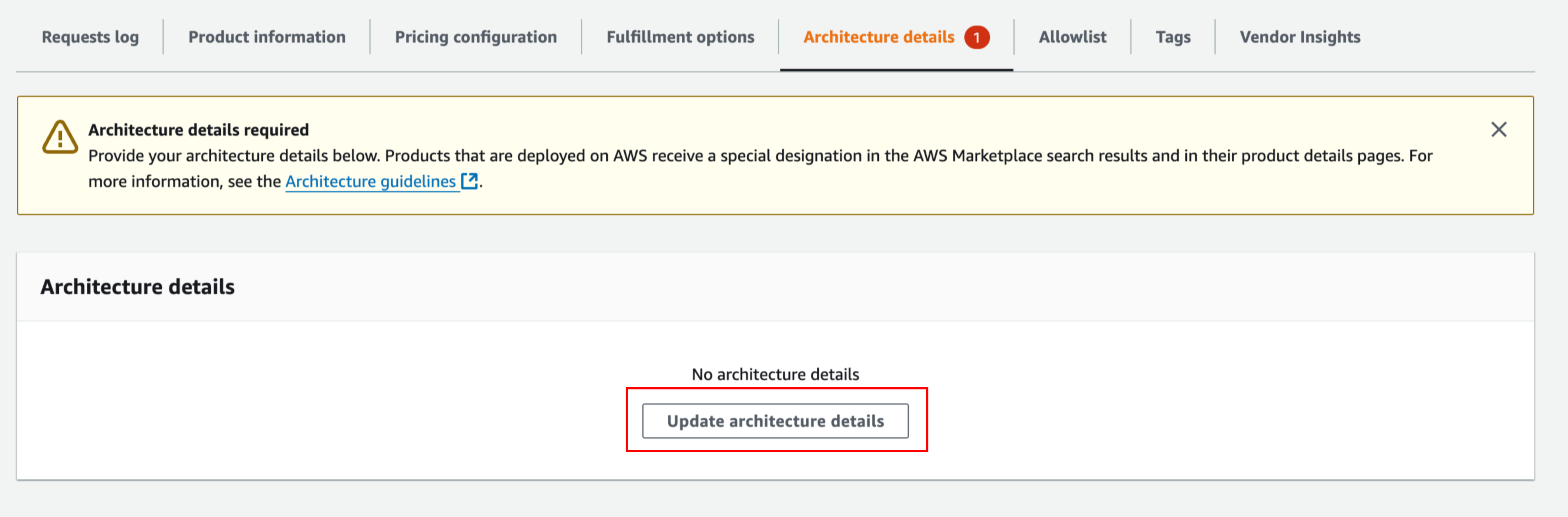Update Architecture Details button