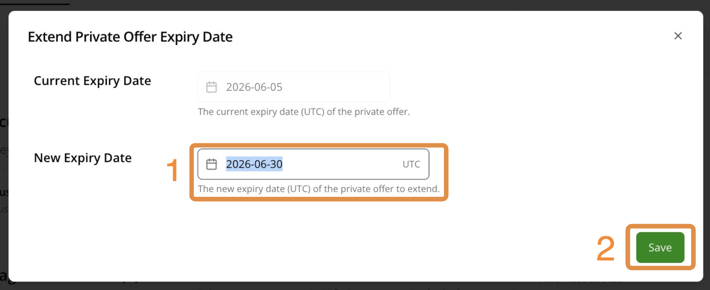 Set a new expiry date