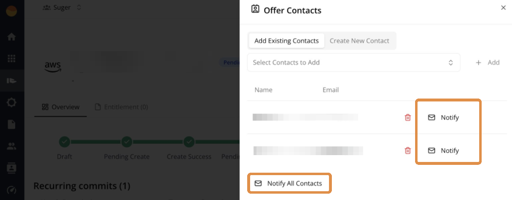 Notify a contact or all contacts