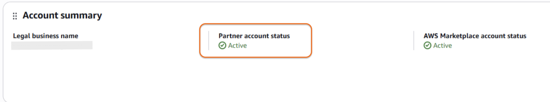 Partner Account Status showing Active with a green checkmark