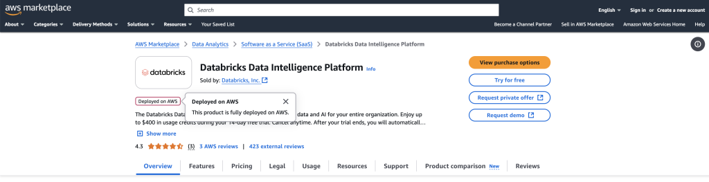 The "Deployed on AWS" badge shown on an AWS Marketplace listing