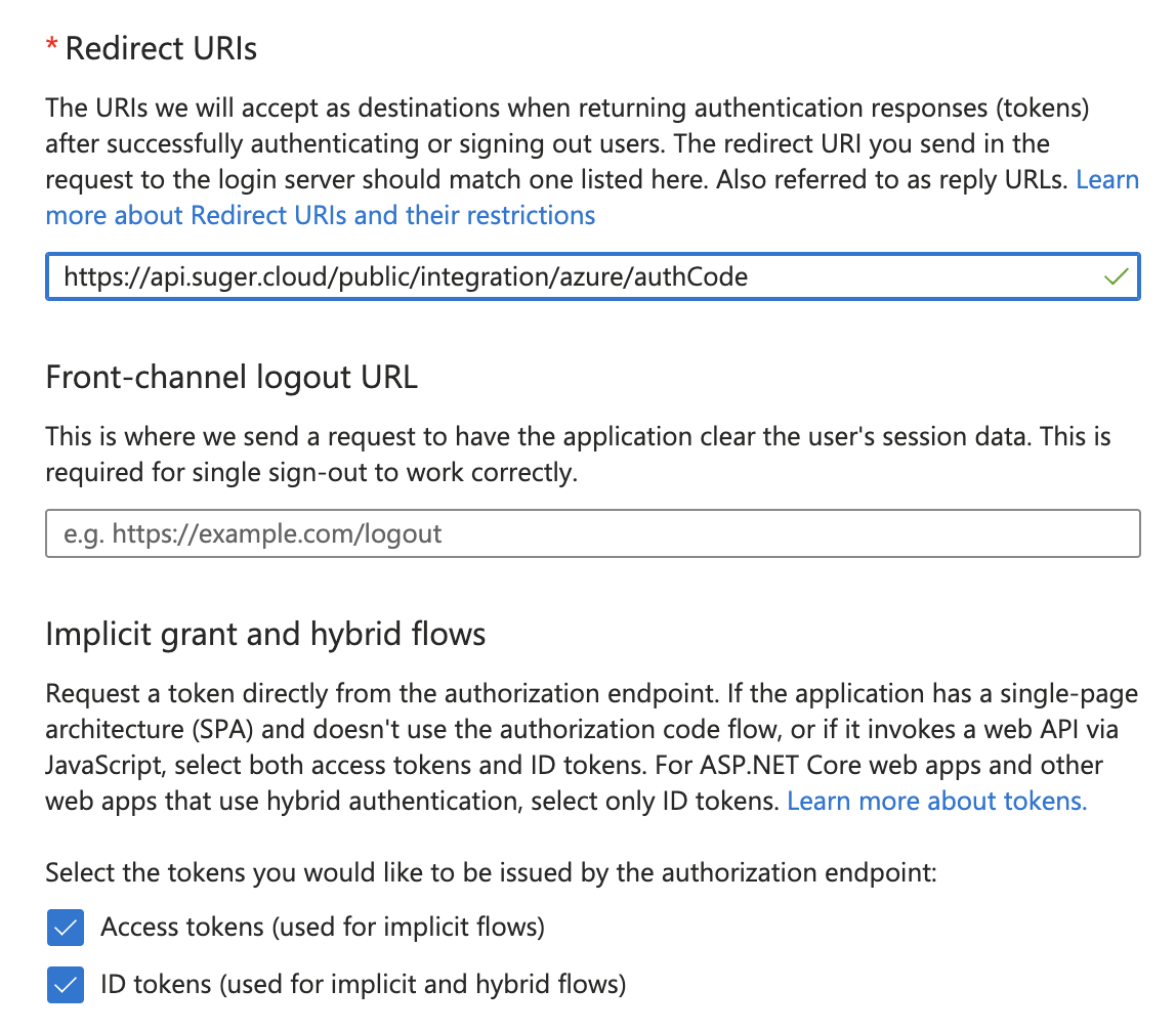 Implicit grant and hybrid flows checkboxes