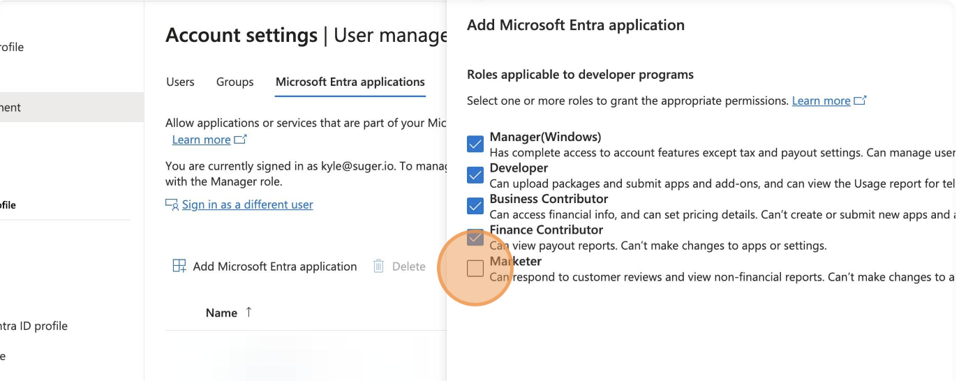 Adding the Entra Application with all five permissions in Partner Center