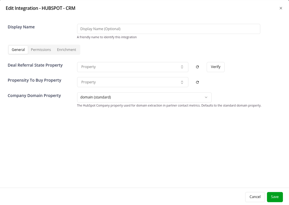 Deal Referral State Property field in the HubSpot integration Advanced settings