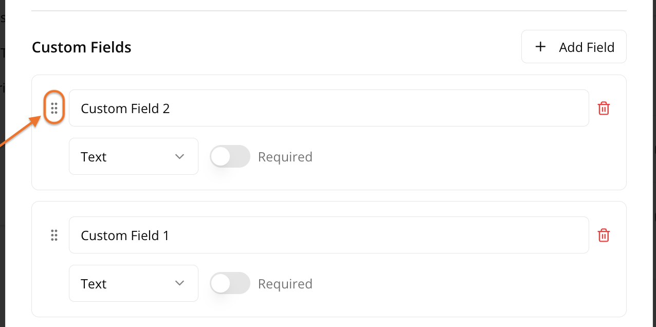 Adding and reordering custom fields on the form