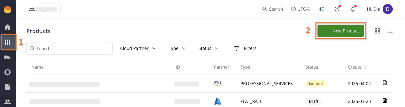 New Product button in the Suger Console