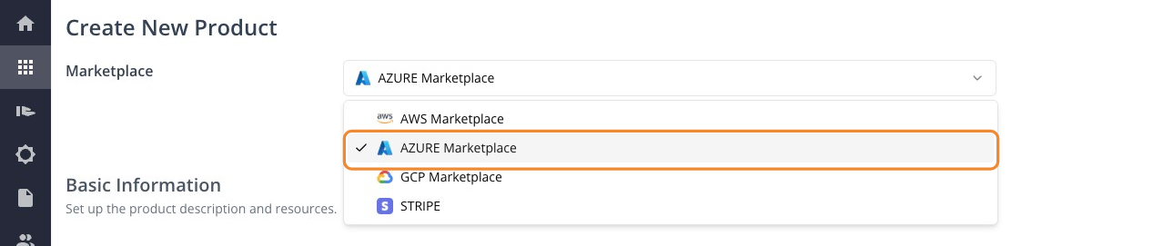 Selecting Azure Marketplace in the Suger Console
