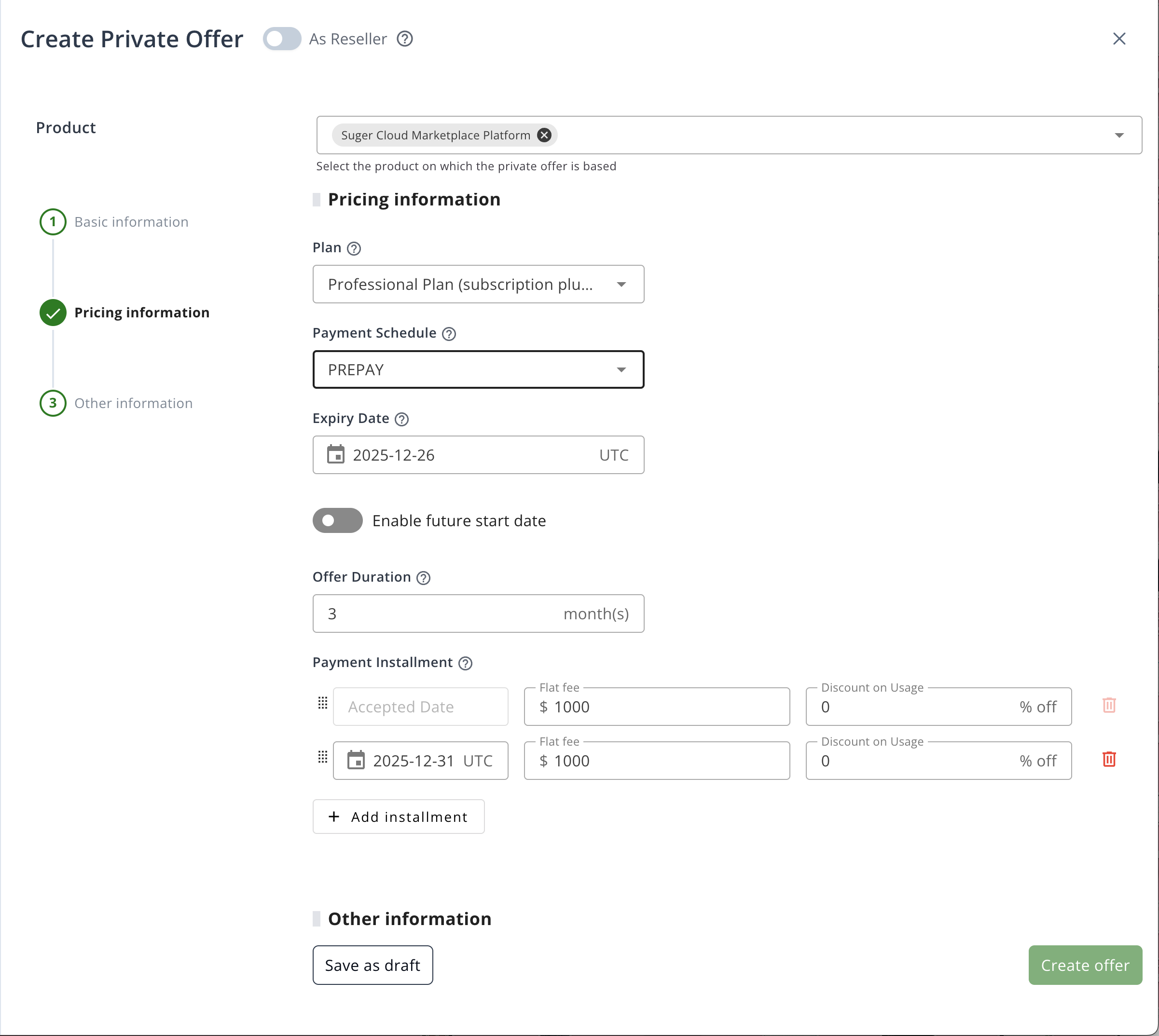 Prepay Example