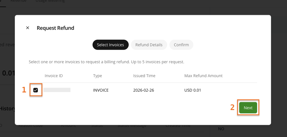 Selecting invoices