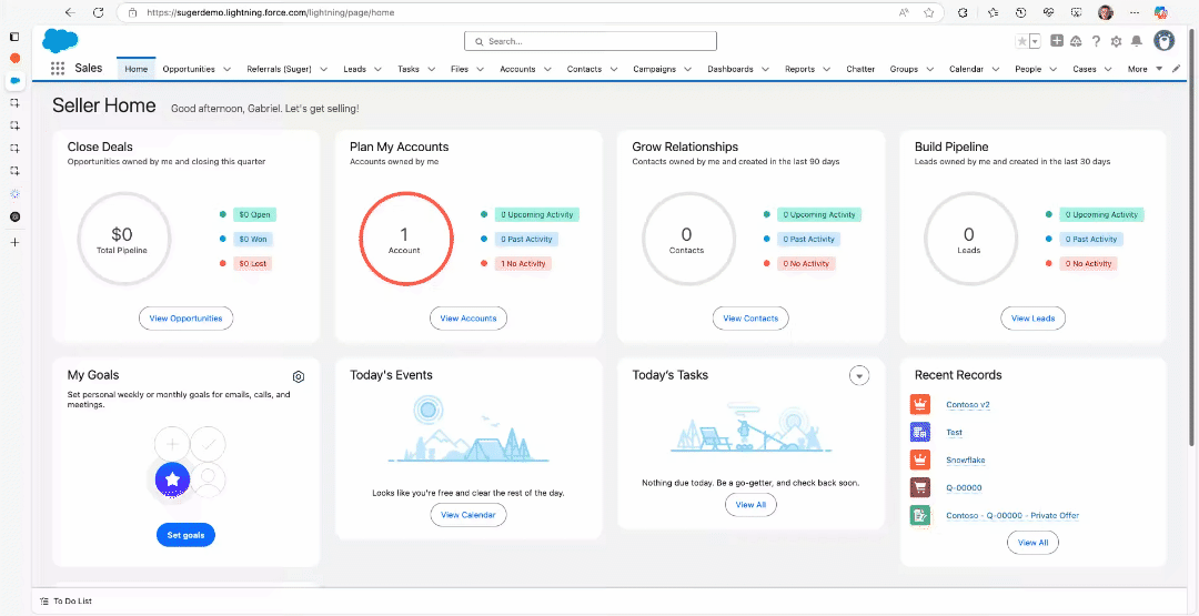 Switch between All, Inbound, and Outbound referrals using the Recently Viewed dropdown