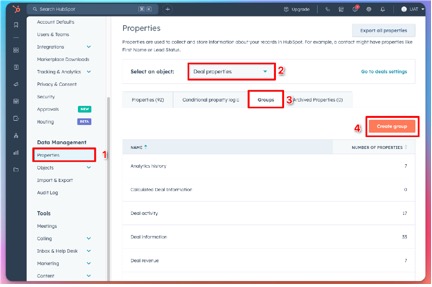 HubSpot deal property groups