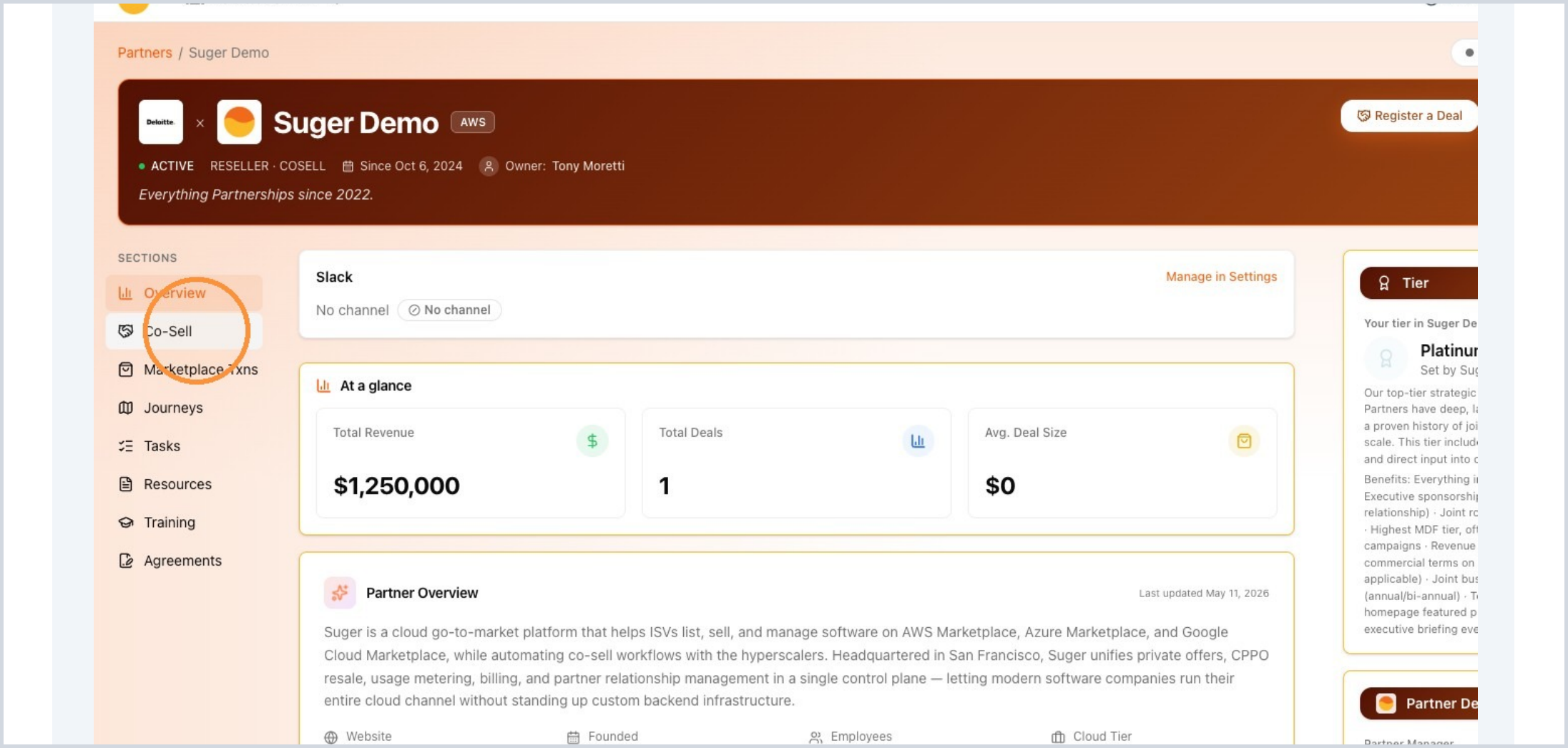 Co-Sell navigation in the partner portal