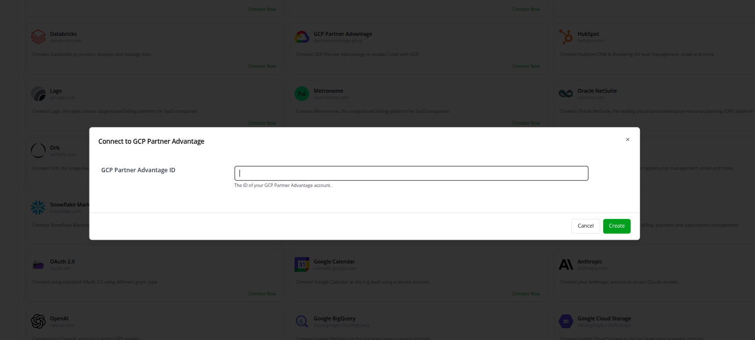 Enter your GCP Partner Advantage ID in Suger