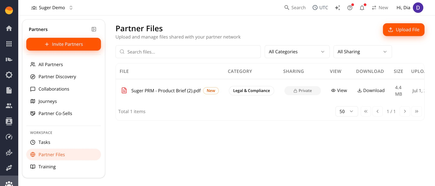 Partner Files library in the Partner Console