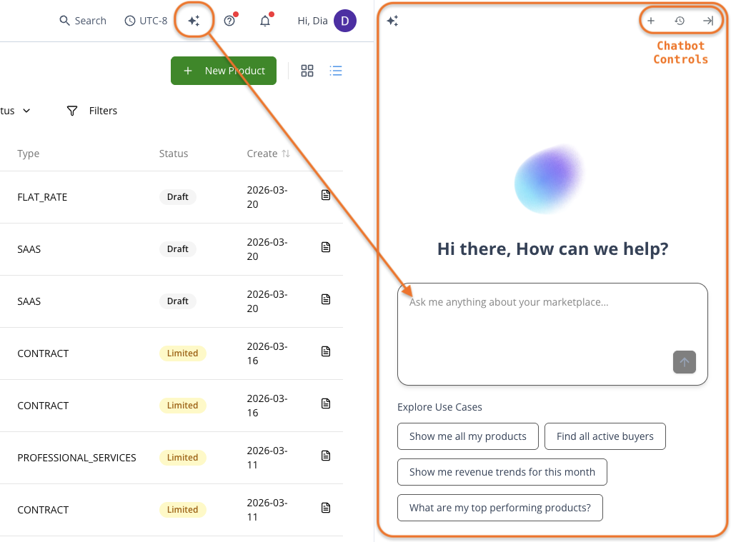 AI chatbot panel and key menus in the Suger Console