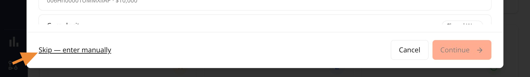Registration form opened with blank fields after skipping CRM