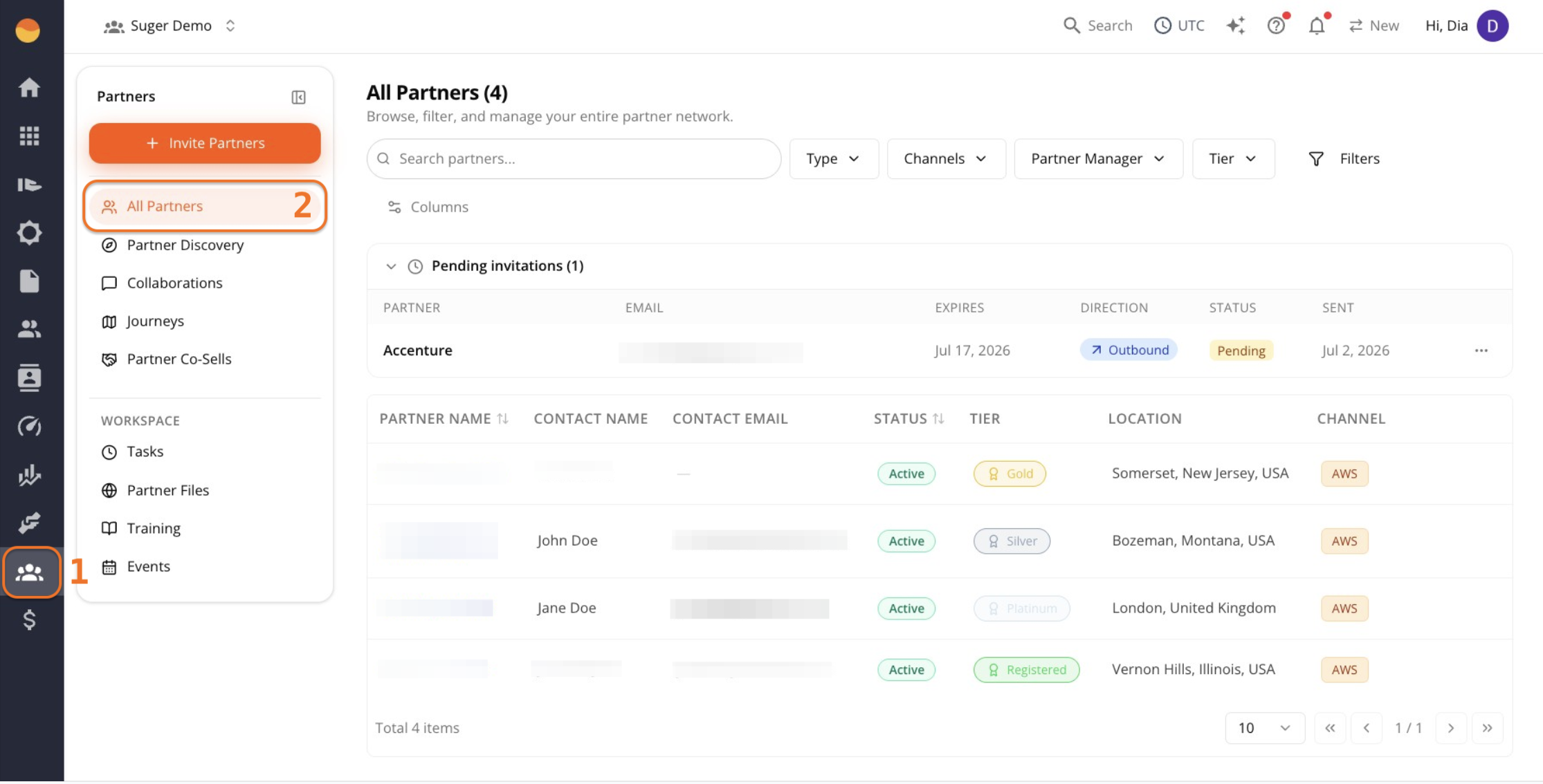 All Partners list with partner names