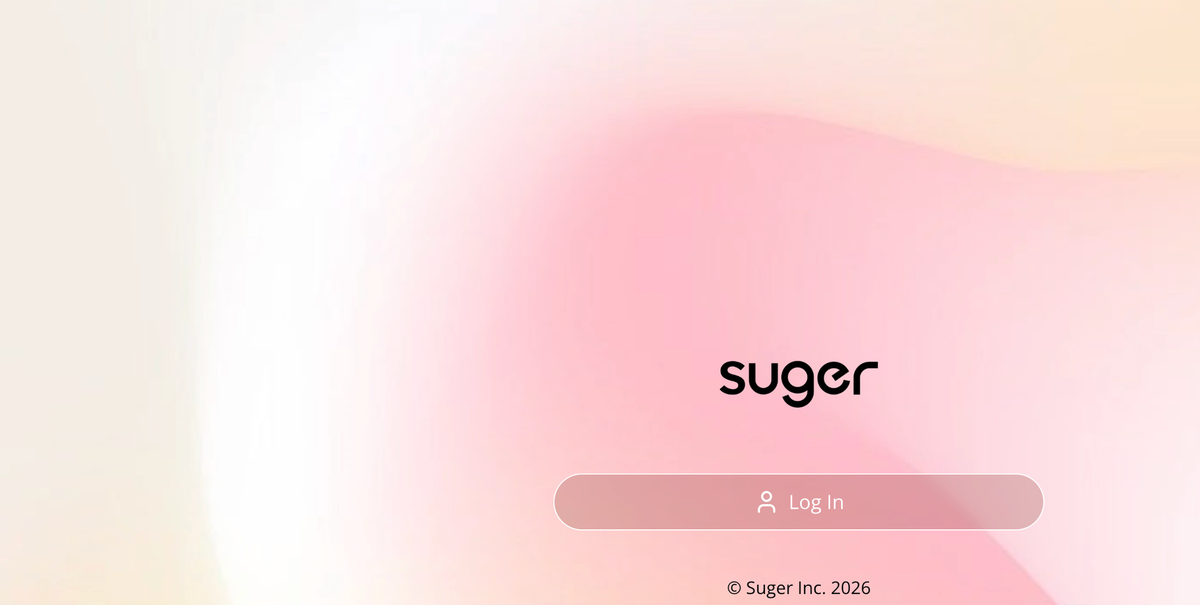 The console sign-in page with the Suger logo and only the Log In button