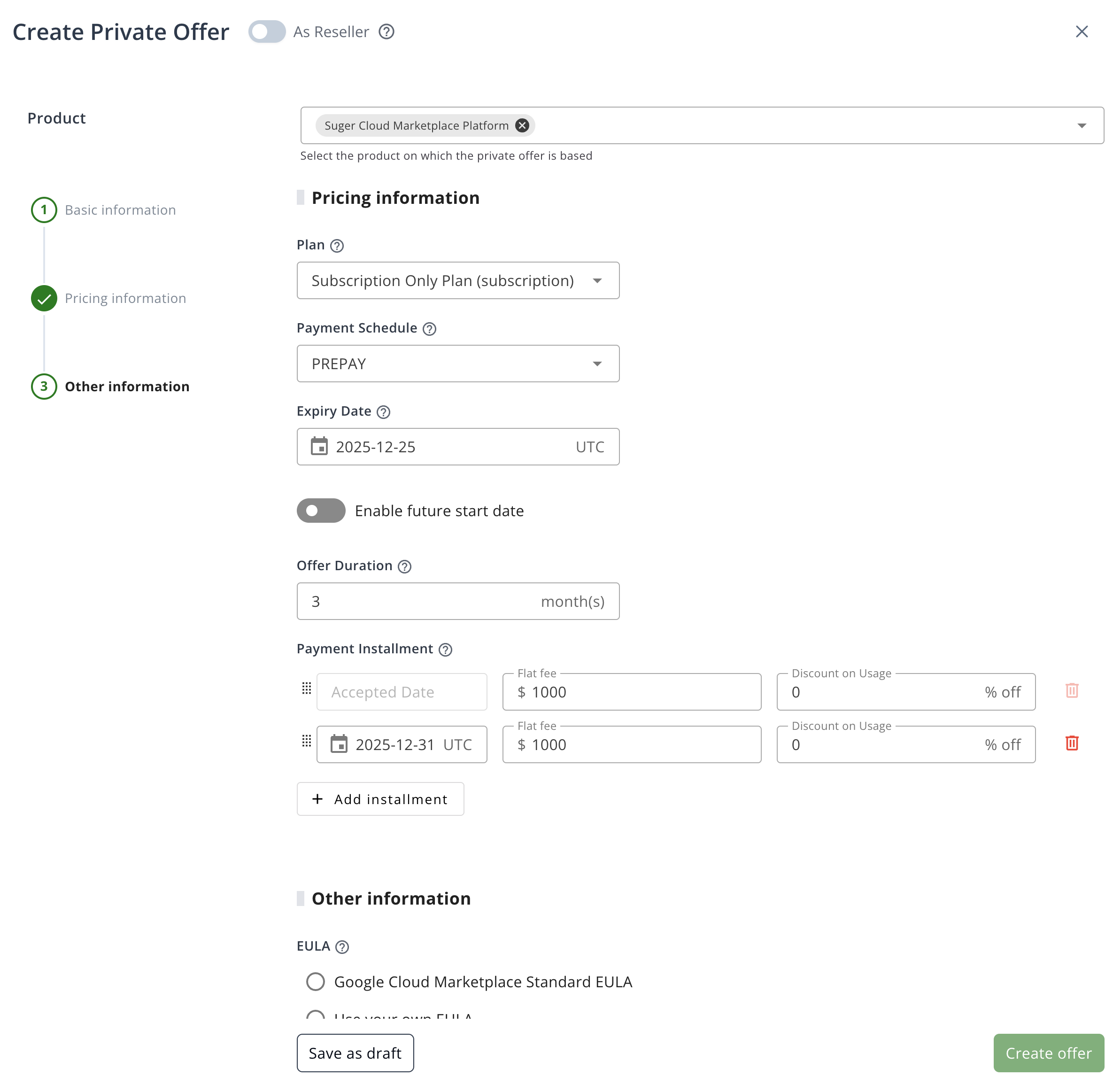 Prepay Example