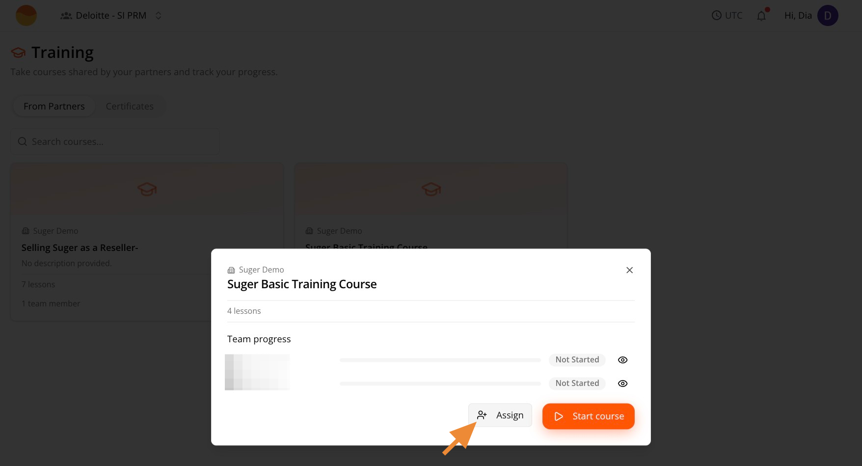 Assign button on the course card