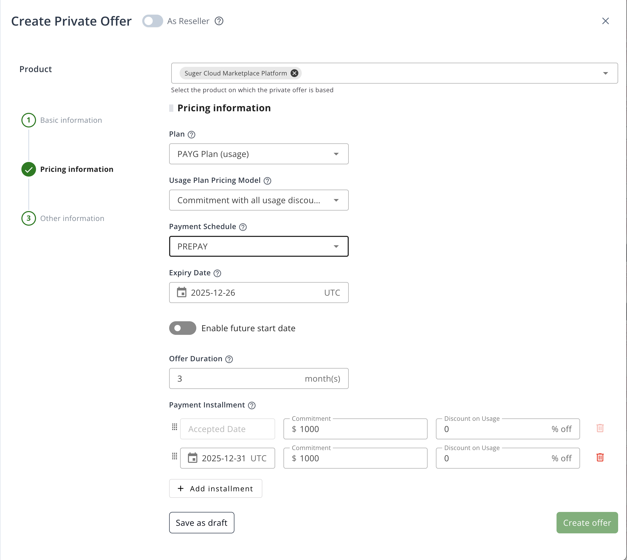Prepay Example