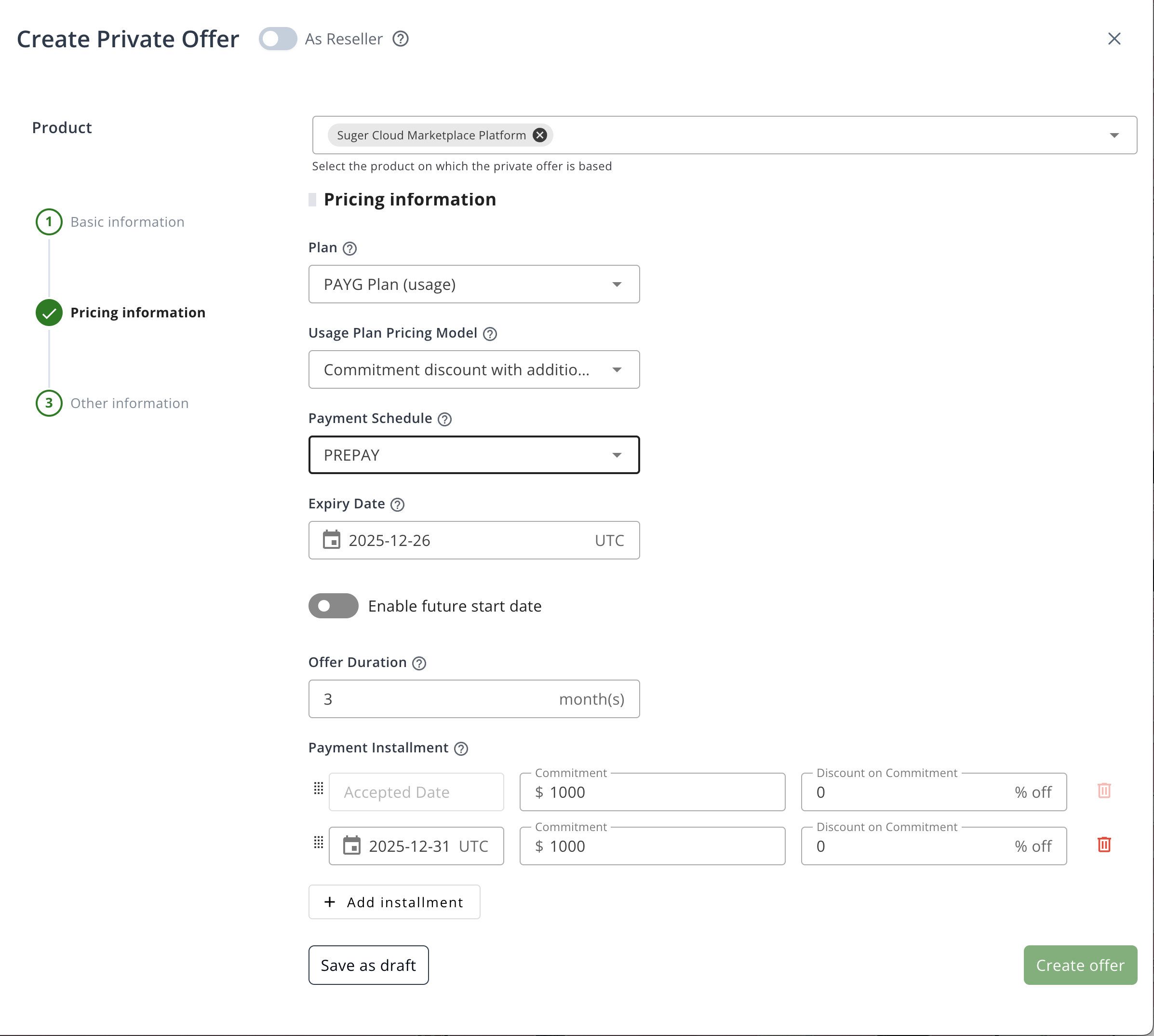 Prepay Example