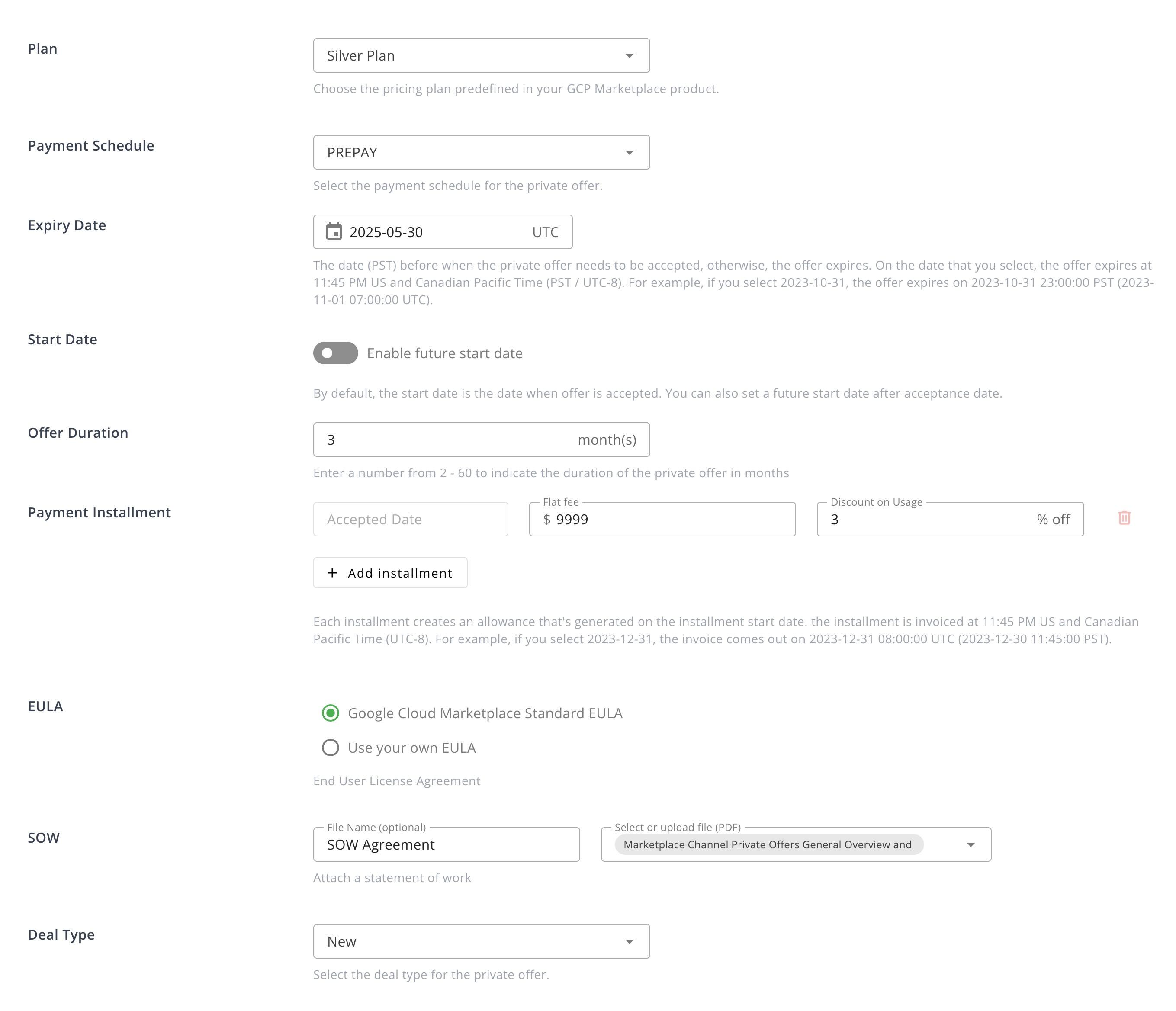 Professional Service Offer Prepay